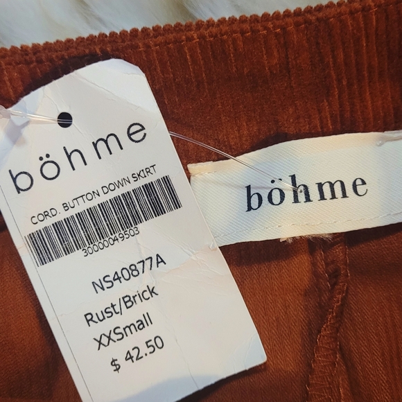 Böhme Corduroy Button Down Skirt Rust/Brick S-XXS - Picture 7 of 9